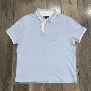 Michael Kors Greenwich Cotton Button Polo Shirt Size Large Ocean Blue Heather MK